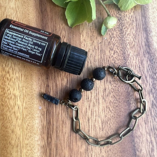 essential oil bracelet lava bead paperclip chain