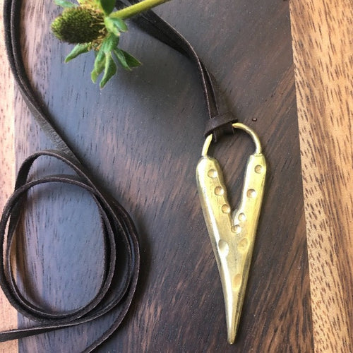 Handmade Polka Dot Brass Heart Necklace