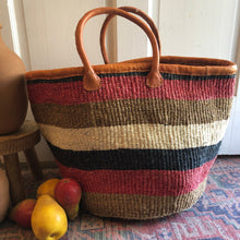 Load image into Gallery viewer, sisal market bag with leather accents
