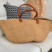 Load image into Gallery viewer, Sisal market shopper with Leather Handles 
