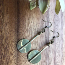 Load image into Gallery viewer, Two sided Moonbeam Brass Earrings
